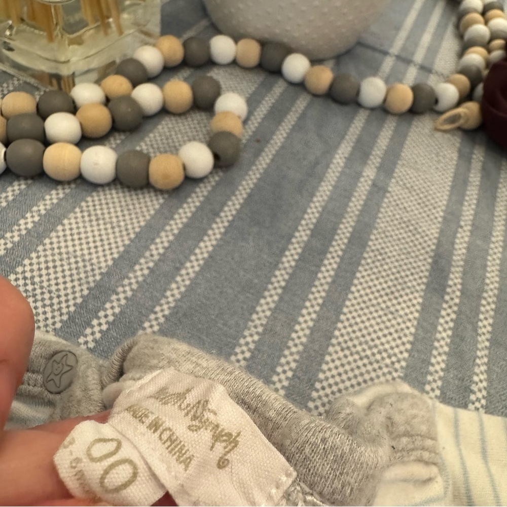 Gray and White Striped Baby Romper - Picture 4 of 4
